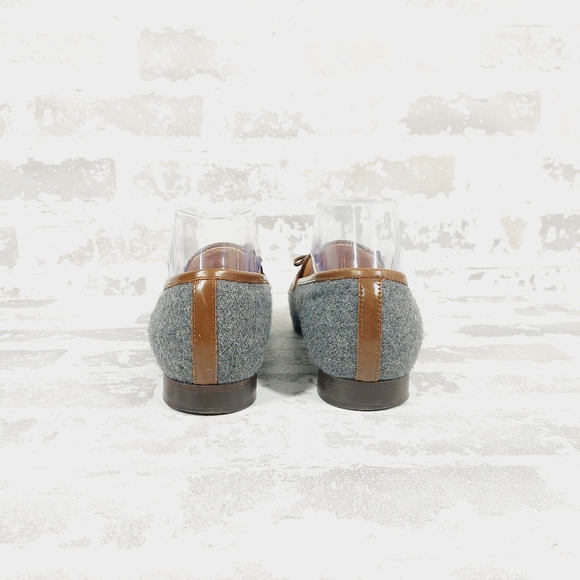 J Crew Grey with Brown Trim Calf Hair Lofers i351 - Picture 4 of 10